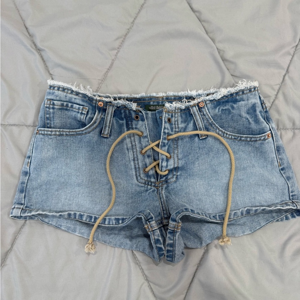 Wild Fable Blue Lace-Up Jean Shorts